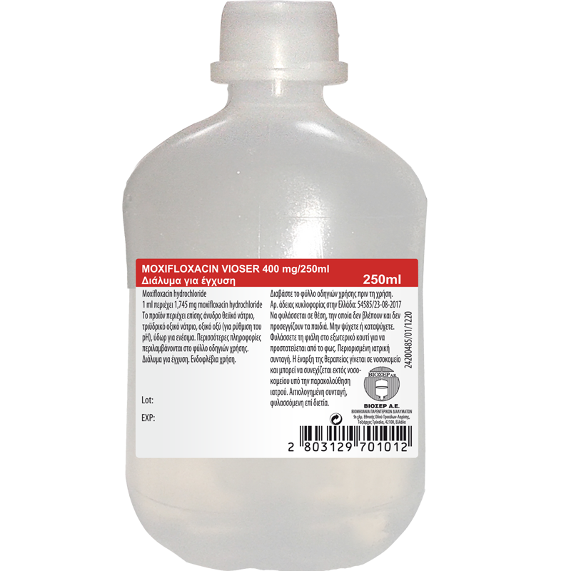 Моксифлоксацин Віосер,розчин для інфузій,400 мг/250 мл,по 250 мл,по 10 фл